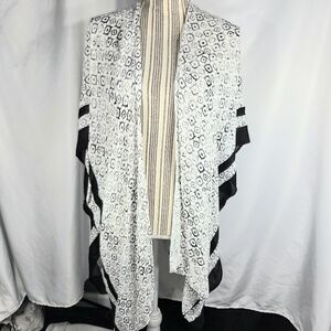 Mario Serrani Italy Black & White Print Soft Beach Cover Up One Size